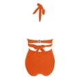 thumbnail image 7 of MIXUE Swim Suits for Women Solid Color High Waisted Sexy Push Up Vintage Two Piece Retro Ruched High Waist Bikini Sets for Women Set Swimwears Beachwear,Orange,M, 7 of 7