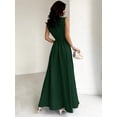 thumbnail image 3 of Dark Green Womens Fitted A-Line Maxi Dress, Sleeveless, Waist Cinched, Elegant Formal Dress For Events, 3 of 6