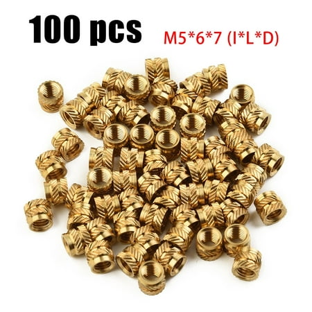 

100PCS Threaded Insert Self-clinching Nut Brass Internal Thread Knurled M5