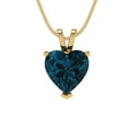thumbnail image 2 of 2.0 ct Brilliant Heart Cut Solitaire VVS1 Genuine Blue Natural London Blue Topaz Solid 14k Yellow Solid Gold Everyday Affordable Designer Necklace Pendant with 18" Solid Gold Chain by Clara Pucci, 2 of 6