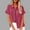 Wine, variant on Fesfesfes Women's Linen T-shirt Solid Color Collared Neckline Short Roll-Up Sleeves Tee with Loose Zipper Trendy Business Work Blouses(White,2XL)
