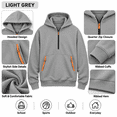 thumbnail image 3 of Boys Quarter Zip Hoodie Fleece Hooded Sweatshirt With Pockets Kids Soft Long Sleeve Pullover Fall Winter School Clothes Gray Size 10-12years, 3 of 9