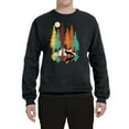 thumbnail image 2 of Trippy California Redwoods Forest Fox Silhouette | Mens Fashion Crewneck Graphic Sweatshirt, Black, Small, 2 of 4