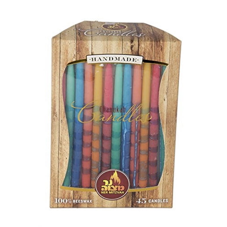Ner Mitzvah Multicolor Beeswax Hanukkah Candles, 45-Pack photo 3