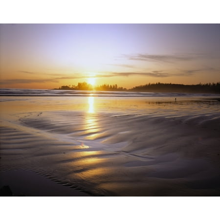 Furniture Stores Long Beach Island Nj unset on Long Beach at low tide Pacific Rim National Park Vancouver Island British Columbia Canada Canvas Art - Panoramic Images (36 x 29) ()