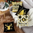 thumbnail image 4 of Merry Christmas Decorative Throw Pillow Covers 18 x 18 Set of 4, Xmas Tree Deer Ornament Golden Black Outdoor Pillowcase, Polka Dot Stripe Winter Holiday Farmhouse Cushion Case Home Decor, 4 of 6