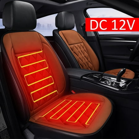 Car Heated Seat Cover Cushion Hot Warmer 2 Piece Set 12V Heating Warmer Pad Hot Black/Brown Cover Perfect for Cold Weather and Winter