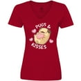 thumbnail image 3 of Inktastic Valentines Day Pugs and Kisses with Pink Hearts Women's V-Neck T-Shirt, 3 of 5