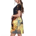 thumbnail image 2 of Honeii Golden Sky Bald Eagle Print Women’s Short Sleeve Dress, Comfortable Casual Dress, Soft Polyester Spandex Blend, Stylish Everyday Wear for Summer, Perfect for Travel and Vacation, 2 of 6