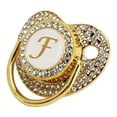 thumbnail image 2 of Chupete Baby Bling con clip dorado y letra curvada con funda antipolvo para recién nacidos (letra F), 2 of 14