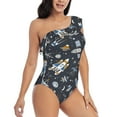 thumbnail image 3 of Gaeub Space Cars Women's One Shoulder Ruffle Tummy Control Swimwear for Swimming Surfing Beach Party - XX-Large, 3 of 8
