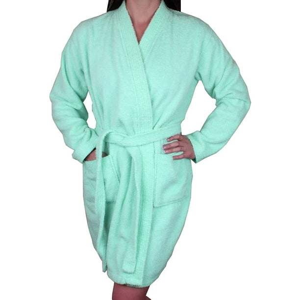 Ms Lovely Women's Cotton Terry Cloth Long Sleeve Bathrobe Soft Short Length Robe Walmart