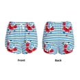 thumbnail image 3 of Daiia Red Funny Crab on Blue Stripe Pattern Women's 2 in 1 Running Shorts - Lightweight Athletic Workout Gym Yoga Shorts Liner with Phone Pockets-Large, 3 of 7