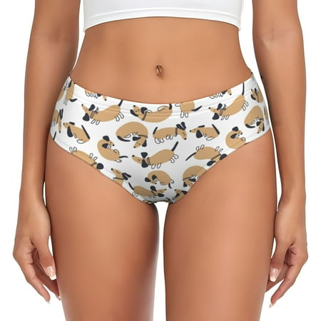 Womens Underwear - Dachshund Dog Puppy Interesting No Show Seamless Underwear for Women  Soft Stretch Womens Panties  Hipster Ladies Panties Bikini Underwear Briefs