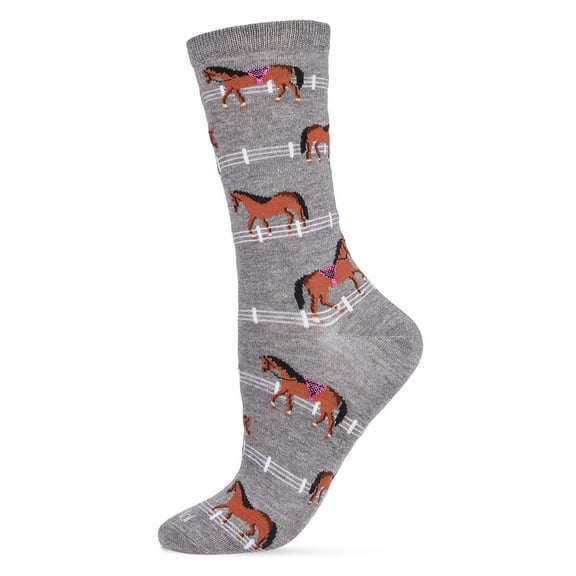MeMoi Show Pony Bamboo Blend Crew Socks - Womens - Female, 9-11, Denim Heather