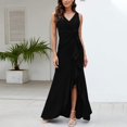 thumbnail image 2 of Yindaity Long Black Evening Gowns for Women Formal Dresses for Women Evening Party Elegant V Neck Sleeveless Split Wrap Black,M, 2 of 5