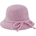 thumbnail image 3 of CoCopeaunts Knit Bucket Hat Women Solid Color Crochet Bowler Hats with Bowknot Lacing Strap Charming Winter Basin Hat for Girl, 3 of 8