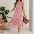 thumbnail image 7 of DHFJKG Summer Dresses For Women Casual Sleeveless Midi Dress Ruffle Hem Smocked Waist Flowy A-Line Beach Vacation Sundress Stylish Dresses, 7 of 7