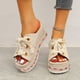 thumbnail image 1 of Zapatillas de verano con cordones para mujer, sandalias informales para mujer, zapatillas tejidas a juego de Color con tacón inclinado Wmkox8yii  ytu7191, 1 of 8