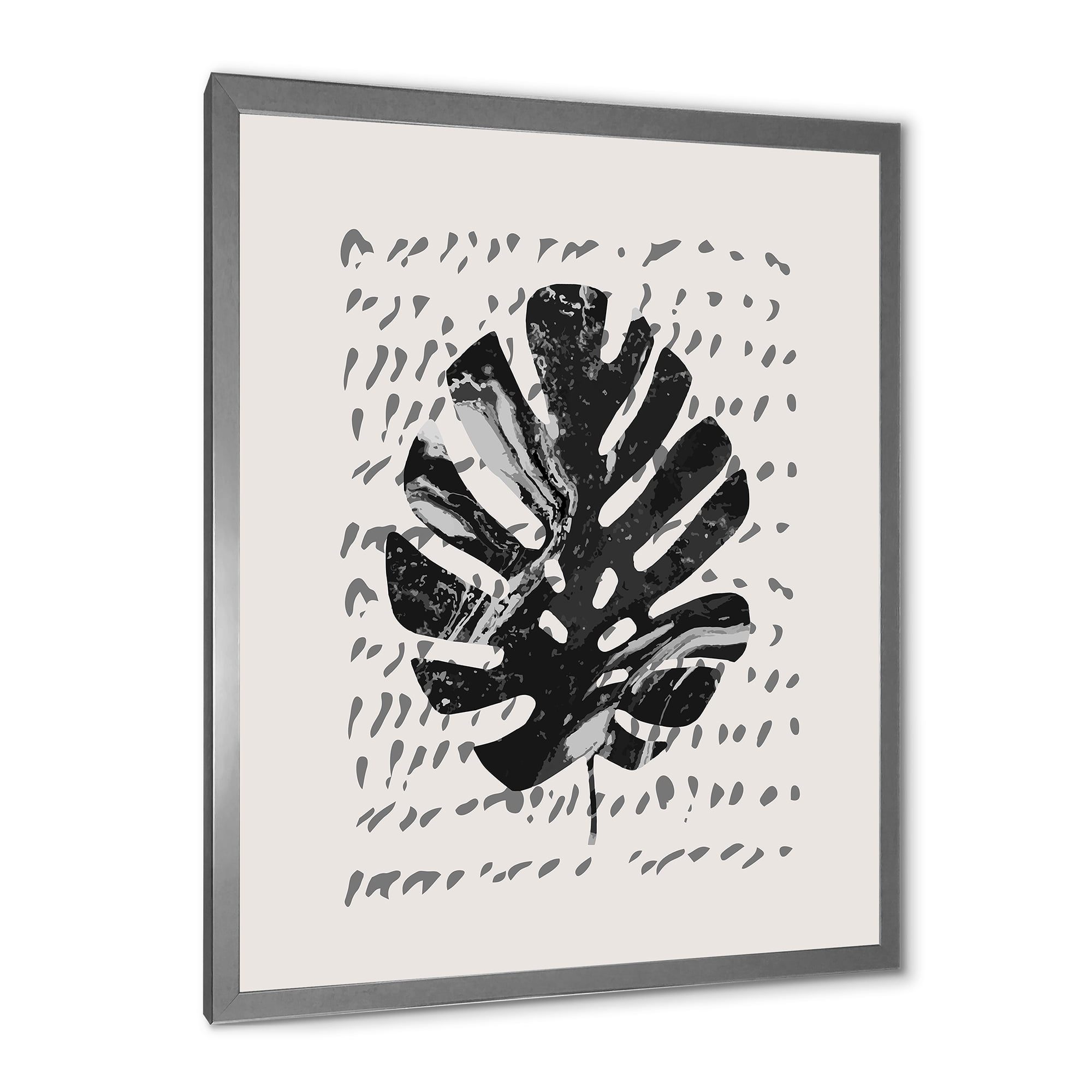 Designart 'Minimal Tropical Palm Leaf Over Grunge Texture' Tropical Framed Art Print