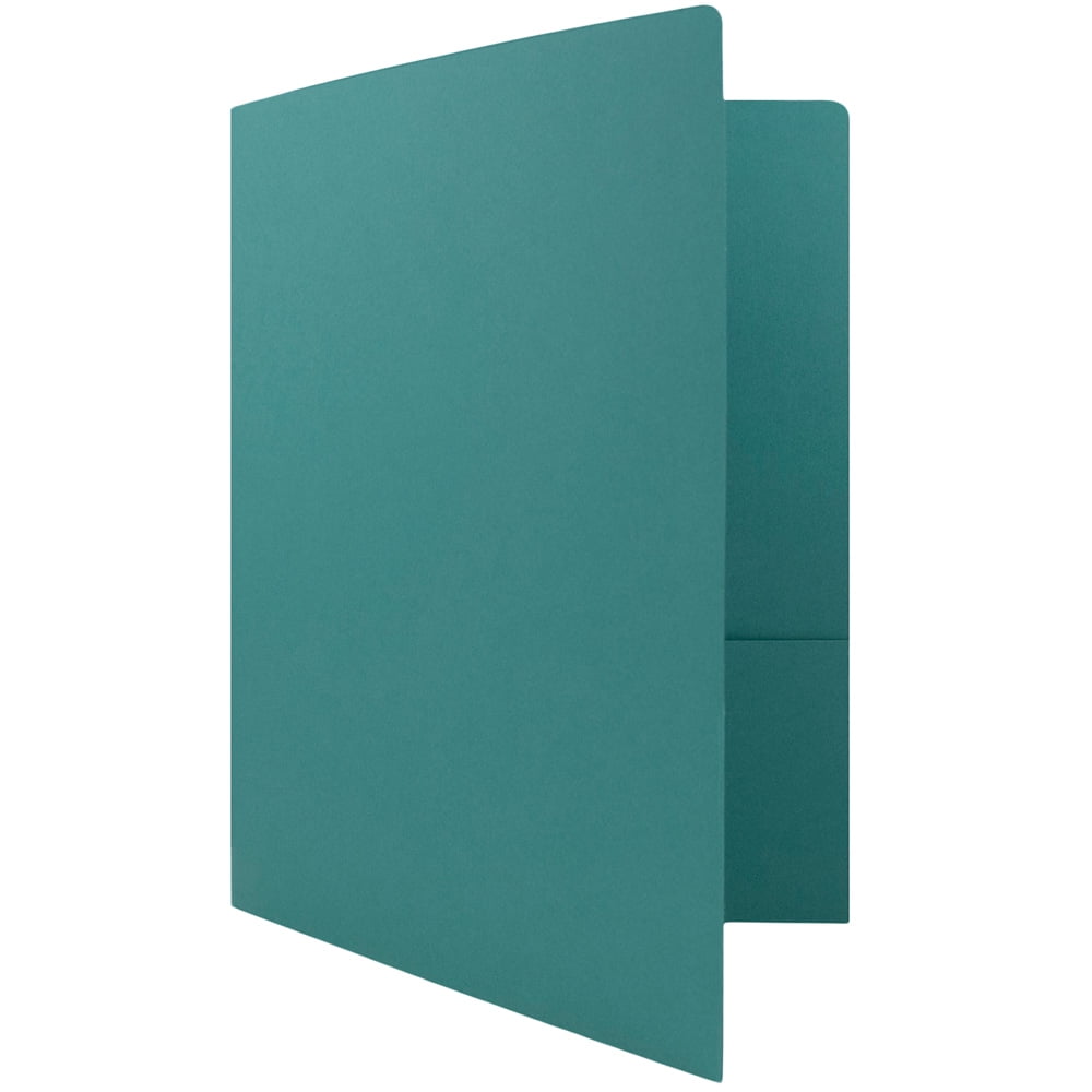 JAM Paper 2 Pocket Matte Cardstock Paper Folder, Teal Blue, 1/Pack