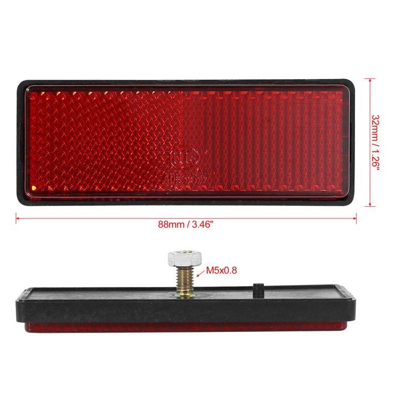 Pair M6x1.0 Red Rectangle Universal Screw Mount Reflective