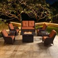 thumbnail image 2 of Joyside 8 PCS Wicker Patio Furniture Set, Rattan Patio Chairs with Sofa, Fire Pit Table and Side Table, Deep Seating, High Back, Thick Cushions, Outdoor Furniture Set for Deck Porch, Orange, 2 of 9