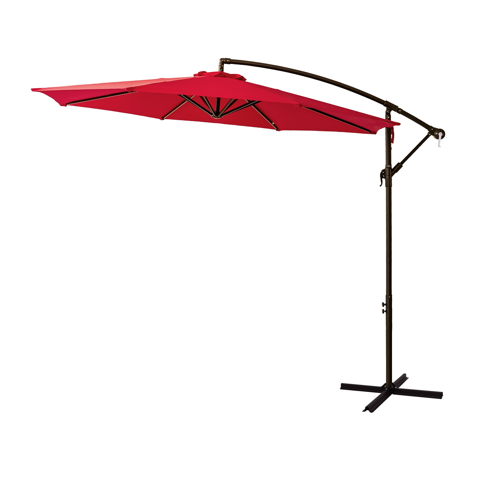 FLAME&SHADE 10 ft Cantilever Offset Outdoor Patio Umbrella with Cross