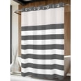 thumbnail image 4 of Grey Stripes No Hook Shower Curtain Waterproof, Bathroom Curtains with Snap in Liners and See Through Top Window, Simple Gray White Texture Hotel Style Bathtub Curtains Shower 72"Wx96"L, 4 of 8