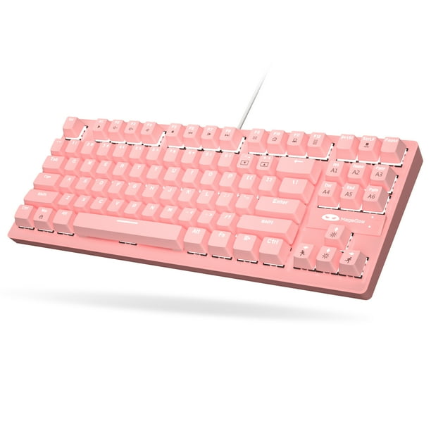 Pink Mechanical Keyboard,Camiysn Wired TKL 87 Keys Gaming Keyboard Blue