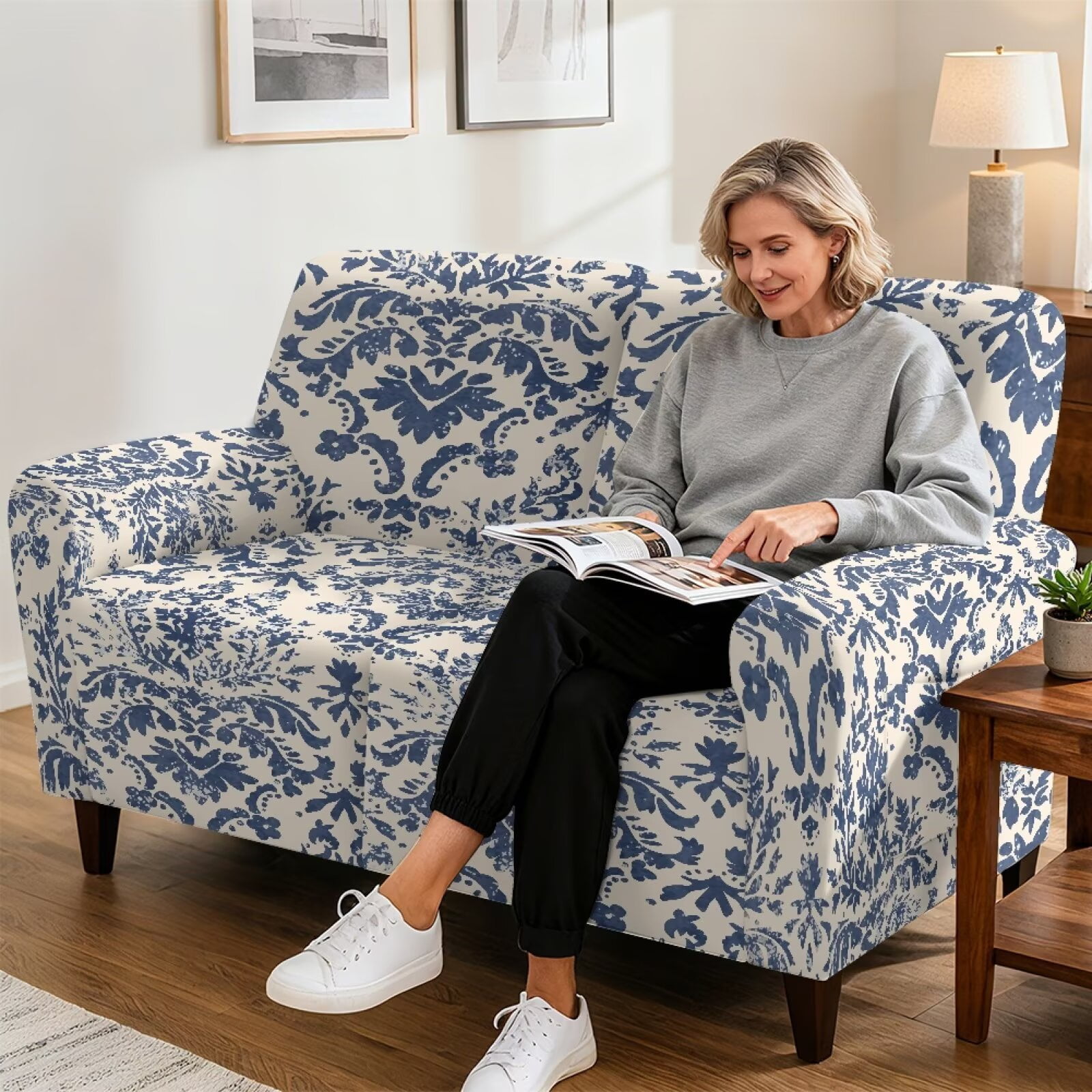 Yuyamidu Boho Loveseat Recliner Covers 2 Seater Mandala Flower Reclining Sofa Covers with Elastic Edge Easy to Install Recliner Loveseat Slipcover Gift for Friends