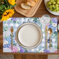 thumbnail image 4 of Watercolor Flowers Placemats Set of 12, Spring Floral Butterflies Blue Plaid Placemats for Dining Table, Place Mats for Kitchen Tabletop, Waterproof Wipeable Dining Table Mats Set, 4 of 9
