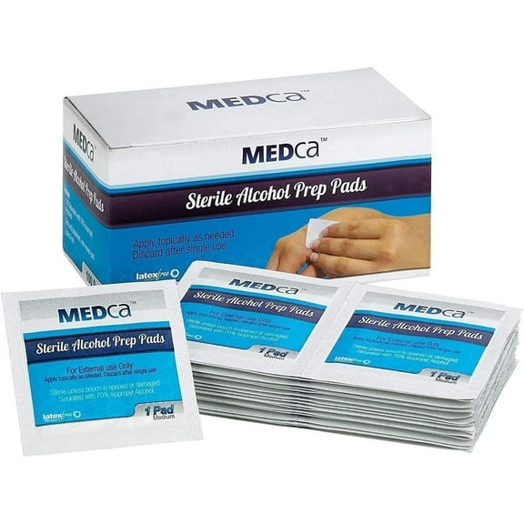 MEDca Alcohol Prep Pads - 2-Ply, Sterile, Non-Woven Cotton, 200/Pack