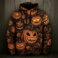 thumbnail image 3 of Yuncity Halloween Hoodie For Men 3D Pumpkin Realistic Printed Casual Long Sleeve M Orange Hoodies Men, 3 of 3