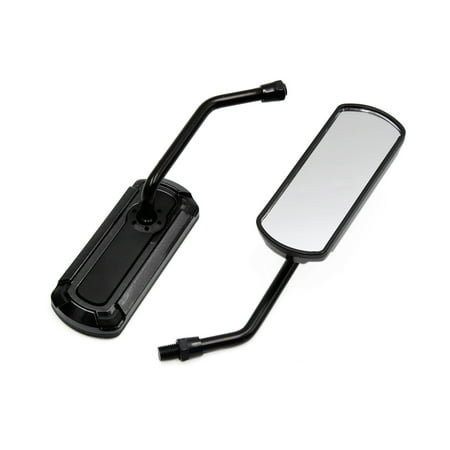 2Pcs Black Adjustable Rectangle Rearview Mirror for Motorcycle Motorbike