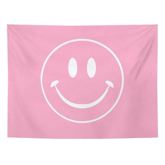 Pink Smiley Face Tapestry Cute Aesthetic Preppy Room Decor Teen Girls College Dorm Decor (28" x 37", Pink Smiley Face)