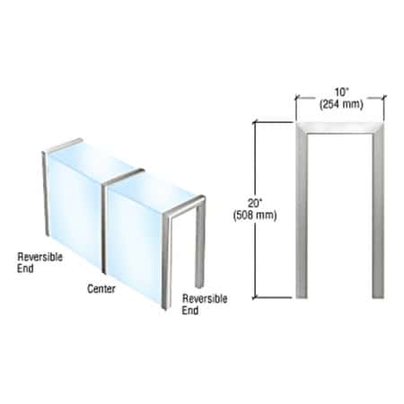 Sneeze Guard - CRL Brite Anodized Sculptured Series Glass on Front and Top Shelf Aluminum Sneeze Guard - Reversible End Post Only