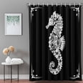 thumbnail image 3 of Bathroom Shower Curtain Vintage Ocean Seahorse on Black Waterproof Shower Curtains with Hooks, Underwear World Bath Curtains Bathtub Curtain Home Decor 48x72in, 3 of 9