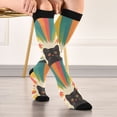 thumbnail image 5 of FORMRS Womens Knee High Socks Casual Long Thick Travel Daily Wear, 1 Pair, Colorful Black Cat, 5 of 6