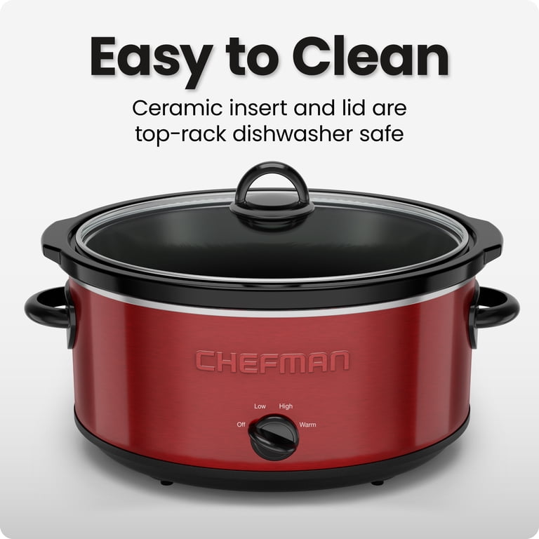 Chefman 7-Quart Slow Cooker with Tempered Glass Lid, Red photo 5