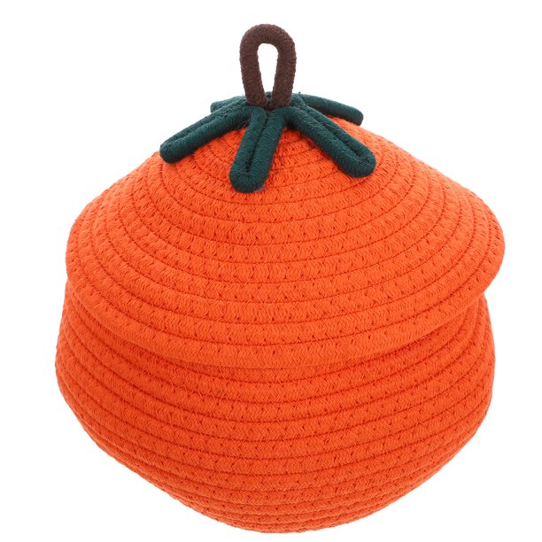 KAKOWELY Cesta de almacenamiento tejida con cuerda de algodón, estilo naranja, para escritorio, artículos diversos, decoración del hogar