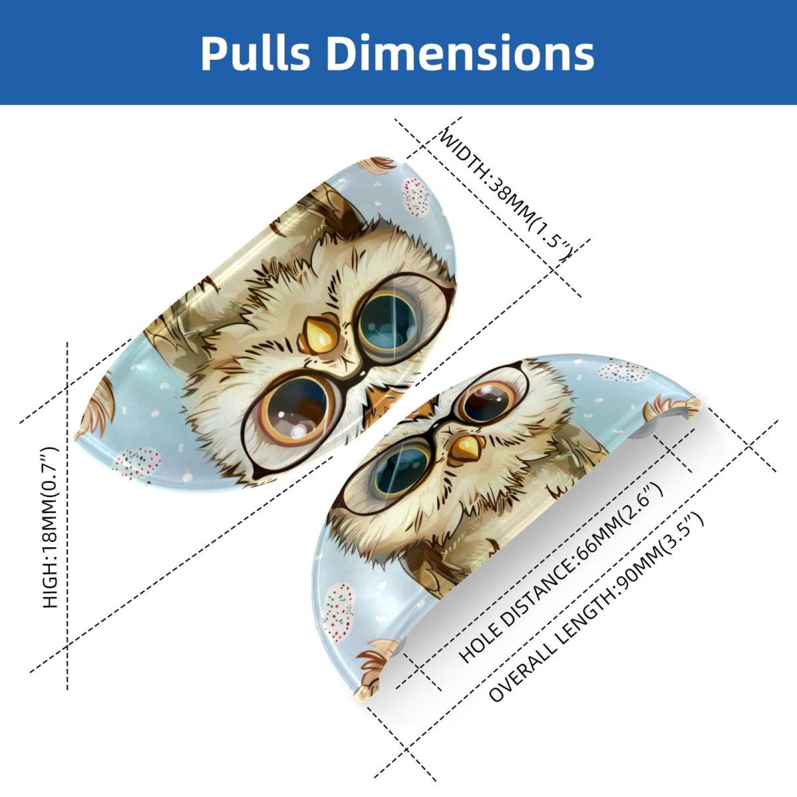 PhooArto 6 Pcs Cup Drawer Pulls, Owl with Glasses Pattern Shell Shape Handles Cabinet Knobs for Dresser Cupboard Closet Wardrobe with Screws