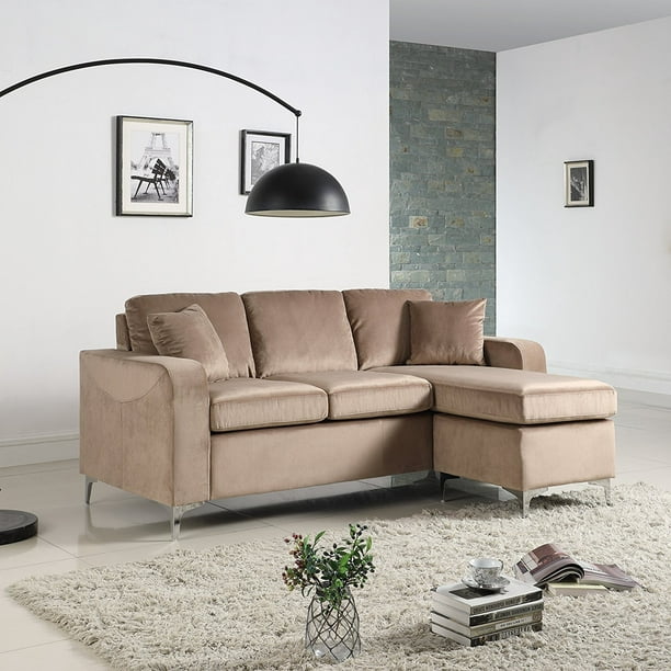 Modern Soft Brush Microfiber Sectional, Modern Microfiber Sectional Sofa Small Space Configurable Grey