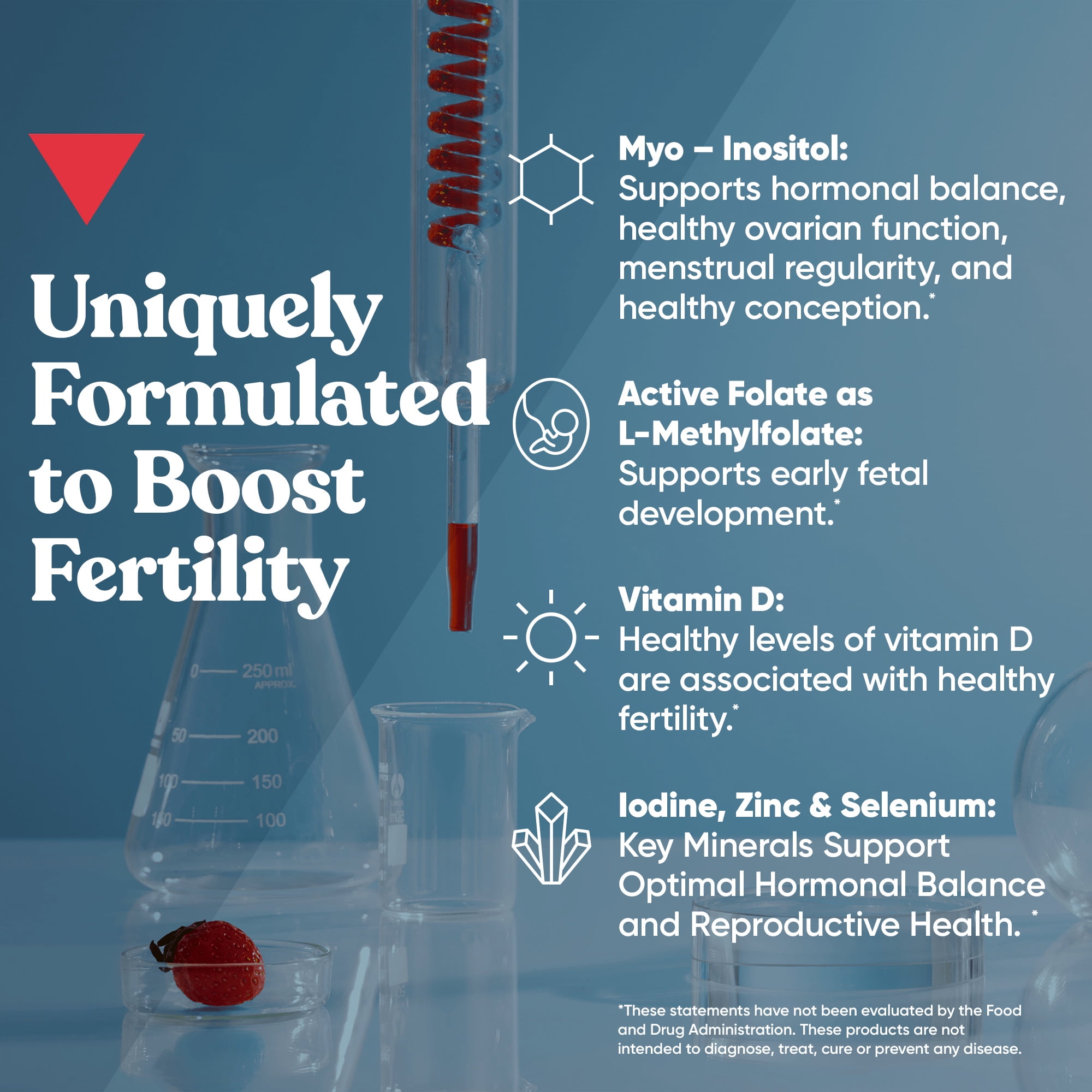 Eu Natural Fertility Gummies - Fertility Supplements for Women with Myo Inositol, Folate & More - Prenatal Gummy Vitamins -  Delicious Juicy Strawberry Hormone Balance Vitamins, 75 ct Gummies