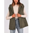 thumbnail image 3 of Chaleco para Mujer PRETTYGARDEN 2025 con Capucha Sin Mangas Verde Militar XL, 3 of 8