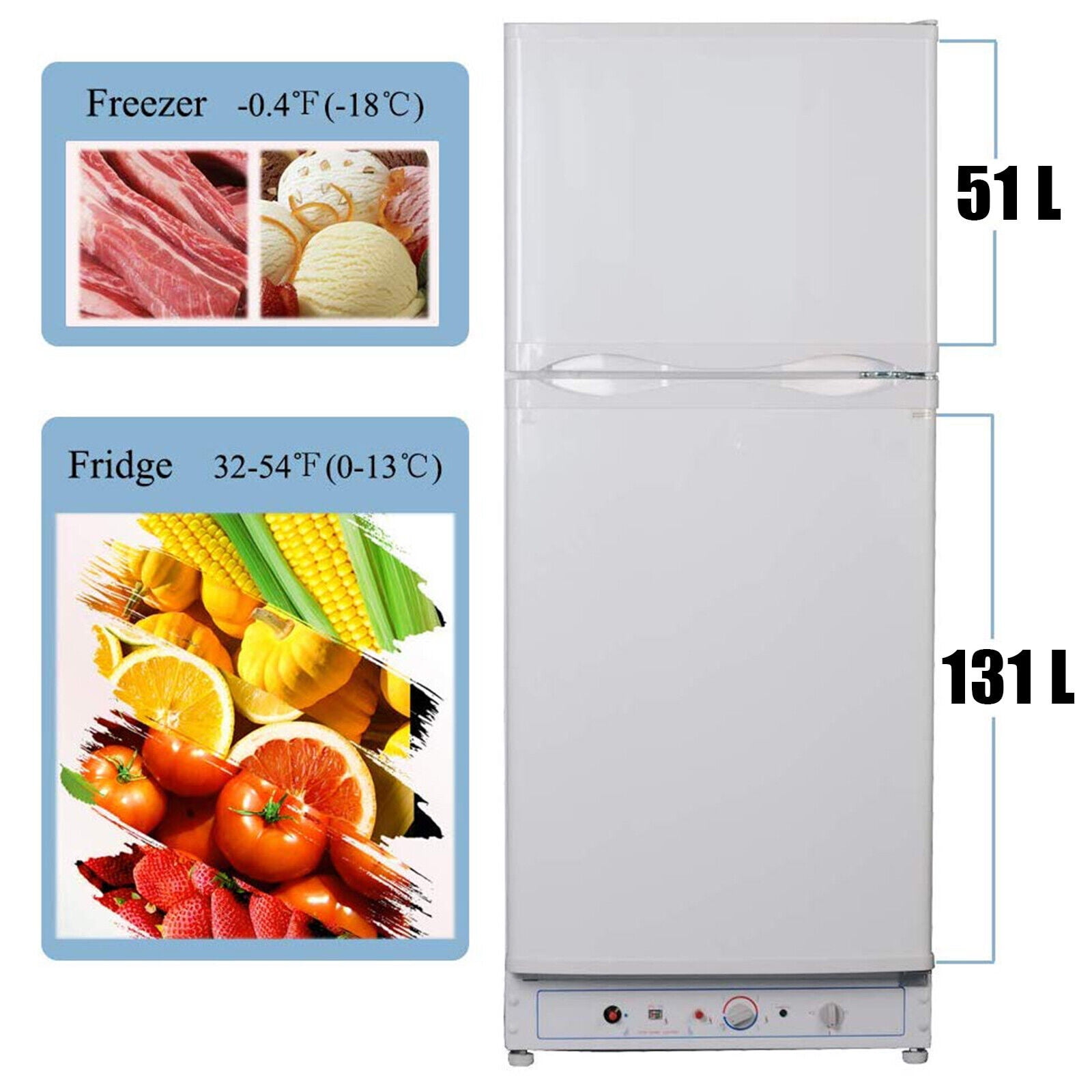 Smad Propane Gas Refrigerator with Freezer 6.5 Cu ft LPG Fridge for Cabin Camper RV Home 2 Way LPG/220V Refrigerator Gas Fridge Freezer Caravan Campervan Off Grid