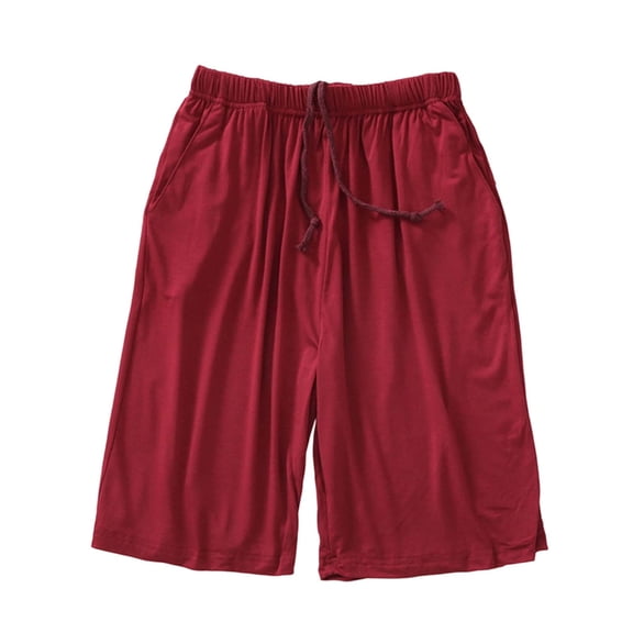 TEAJOPSUU Women's Plus Size Pajama Shorts Casual Lounge Bermuda Shorts Elastic Waist Drawstring Sleep Shorts with Pockets Summer Sleepwear M-5XL Burgundy