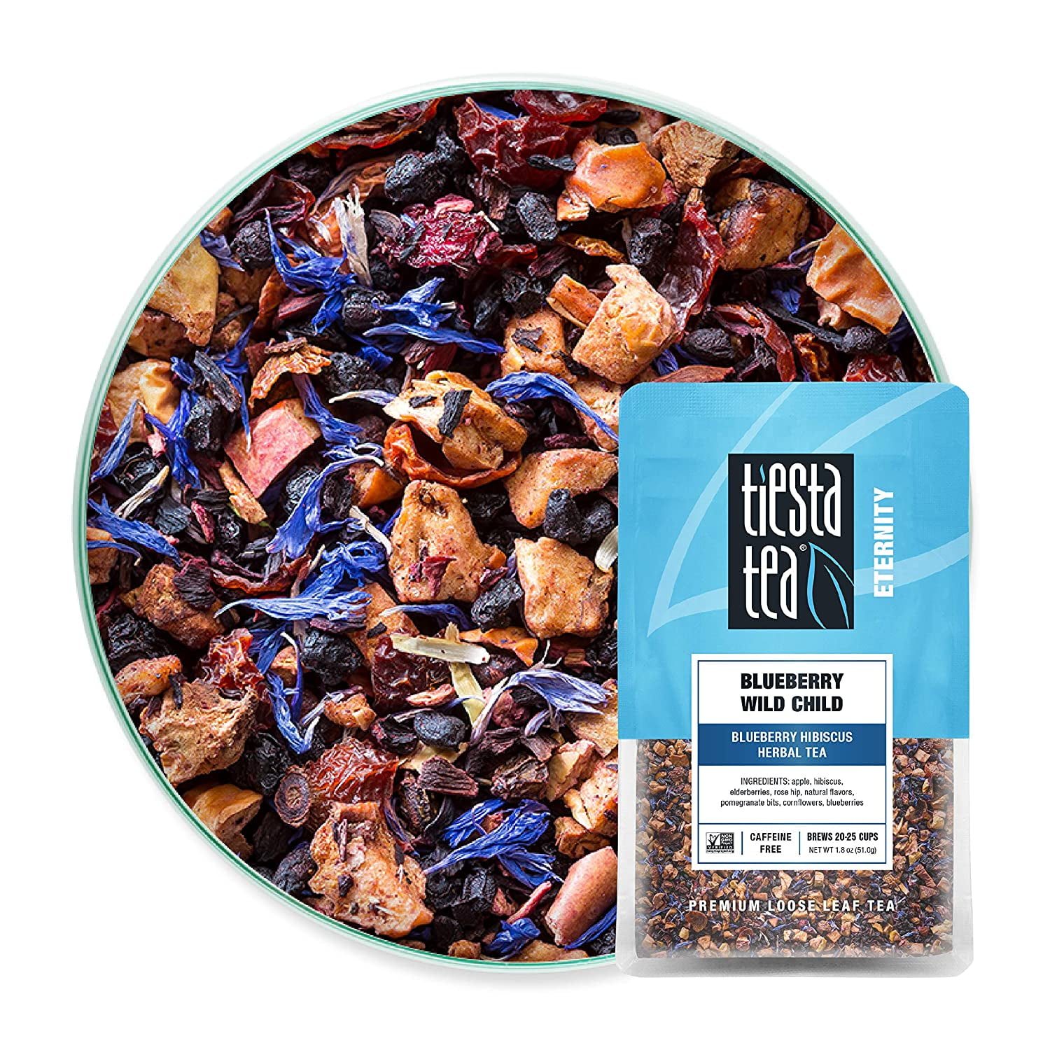 Tiesta Tea Blueberry Wild Child, Blueberry Hibiscus Loose Leaf Herbal Tea, 1.8 oz