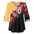 thumbnail image 3 of Buigttklop Womens Tops 2024 Women Casual Tops Shirt Ladies V Neck Floral Print Loose T-Shirt Blouse Tee Top, 3 of 6