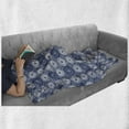 thumbnail image 6 of Blue Mandala Soft Flannel Fleece Throw Blanket, Pattern with Large Flowers and Curls Contrasting Colors Baroque Design, Cozy Plush for Indoor and Outdoor Use, 50" x 70", Navy Blue White, by Ambesonne, 6 of 6